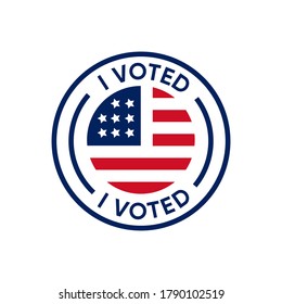 I Voted USA stamp flat vector design 