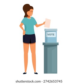 Voter casting vote in ballot box, exercising right to vote during elections