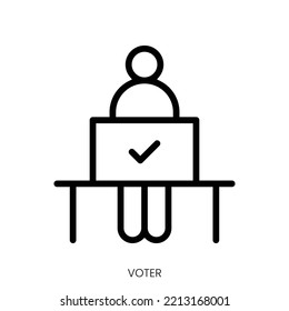 Voter Icon. Line Art Style Design Isolated On White Background