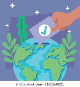 voter insert vote in earth