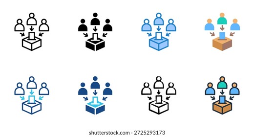 Los iconos de movilización de votantes establecen una colección de estilo múltiple. Trazo editable 
