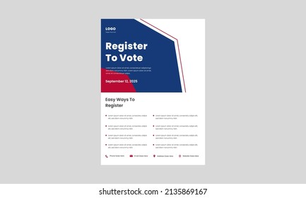 voter registration flyer design template. easy way register for vote poster, leaflet design. register and vote flyer design template.