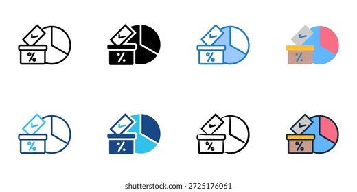 Voter Turnout icons set multiple style collection. Editable stroke 
