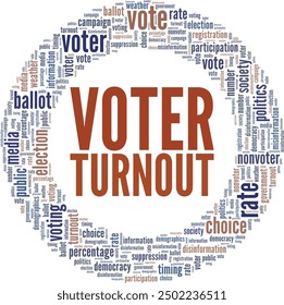 Voter Turnout word cloud conceptual design isolated on white background.