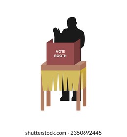 Voter in vote booth in colored icon style. Vector illustration of election and voting design element in trendy style. Editable graphic resources for many purposes.