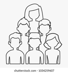 Voters. Election, audience concept. Group of people.  Business team. Black contur icon