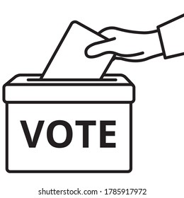 Voters hand putting envelope in ballot box