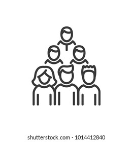 Voters - line design single isolated icon on white background. High quality black pictogram. An image of a group of people standing in three lines. Election, audience concept