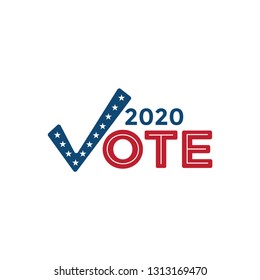 Voting 2020 Icon with Vote, Government, and Patriotic Symbolism and Colors