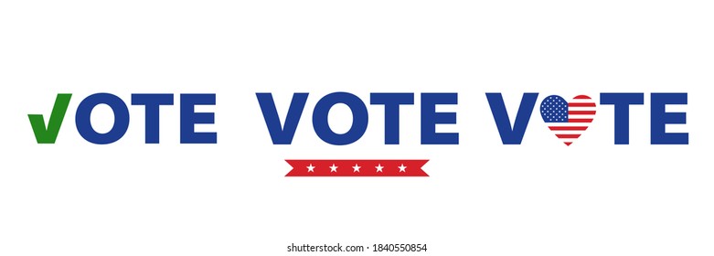 Voting 2020 . Set of vote banner . Vote 2020 in United States of America. Presidential Election icon. Checmarck.