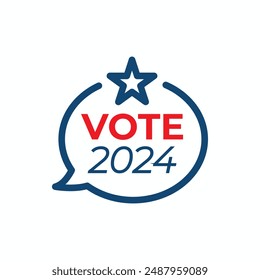 Voting 2024 Icon with Vote, Government, and Patriotic Symbolism and Colors