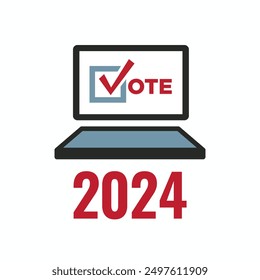 Voting 2024 Icon with Vote, Government, and Patriotic Symbolism and Colors