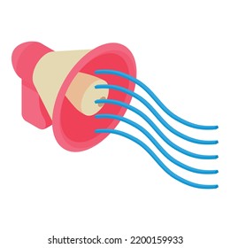 Voting agitation icon isometric vector. Pink loudspeaker with sound wave icon. Voting notification, election concept