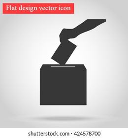 Voting, arm casts into the ballot box in elections to the government document with your choice. icon vector illustration flat design