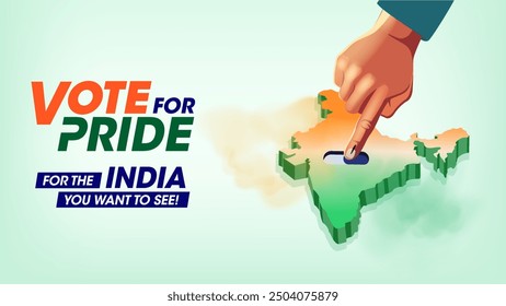 Voting Awareness Campaign with Indian Map and a Hand Casting a Vote - Vector Design