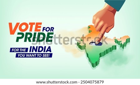 Voting Awareness Campaign with Indian Map and a Hand Casting a Vote - Vector Design