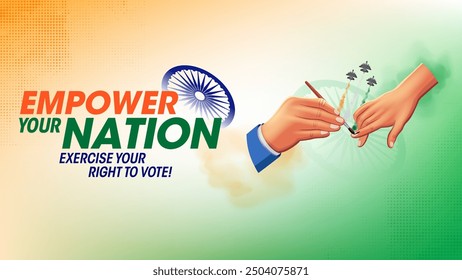 Voting Awareness Campaign Inspiring Indian Youth to Cast Their Votes with a Voting sign- vector design