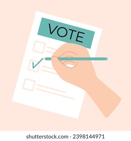 Antecedentes de la votación. Marque la papeleta. Ilustración del vector de concepto electoral