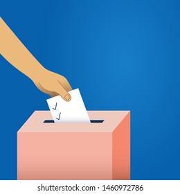 Voting Background - Vector background of voter placing their ballot in the ballot box, with copyspace.
