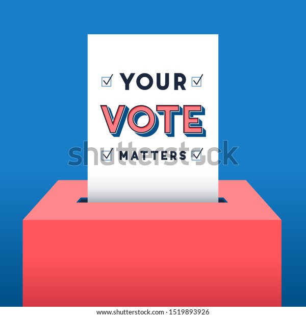 Voting\
Background - Vector background of voter ballot going into a ballot\
box. The ballot has the message: Your Vote\
Matters