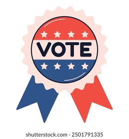 Insignia de votación. Elemento de las elecciones. Concepto de voto democrático. Elemento para impresión, Anuncio, tarjeta, folleto o logotipo