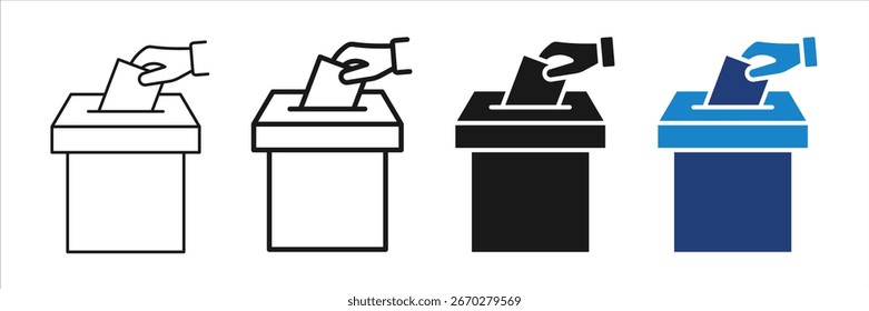 Iconos editables de la elección del golpe de la urna de votación.