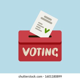 Voting ballot in ballot box. Elections, vote vector illustration