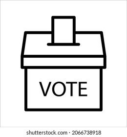 Icono de urna de votación, concepto de voto electoral, diseño de línea simple para sitio web, logotipo, aplicación, interfaz de usuario, ilustración de vector