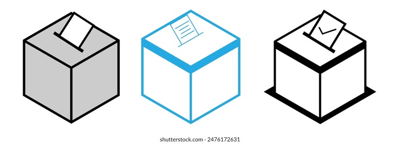 Icono de urna de votación. Concepto de voto electoral. Diseño de línea simple. Logo del voto electoral. Ilustración vectorial. Eps 10.