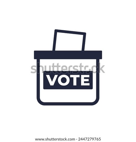 voting ballot box icon, election sign on white