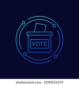 voting ballot box icon, linear design