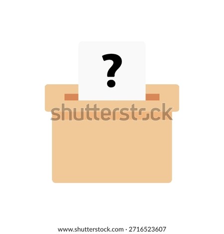 Voting ballot box icon with question mark. Election, choice, campaign, decision, politics, petition concepts. Flat vector design isolated illustration.