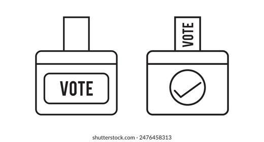 Voting ballot box icon in red colour line art