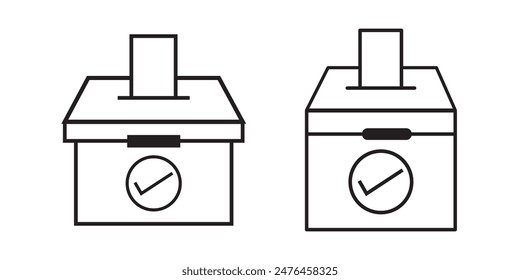 Voting ballot box icon in red colour line art