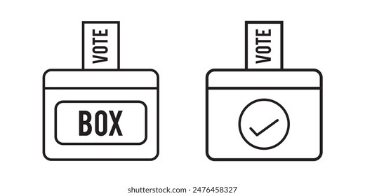 Voting ballot box icon in red colour line art