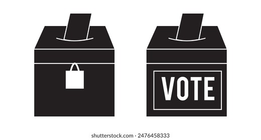 Voting ballot box icon in red colour line art