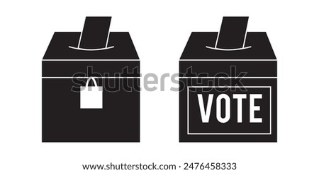 Voting ballot box icon in red colour line art