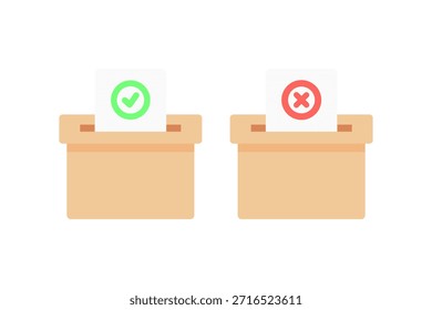 Voting ballot box icon set. Election, choice, campaign, decision, politics, petition concepts. Flat vector design isolated illustration.