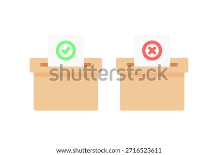 Voting ballot box icon set. Election, choice, campaign, decision, politics, petition concepts. Flat vector design isolated illustration.
