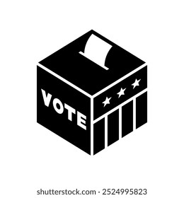 Voting Ballot Box Icon with Stars and Stripes Design, Vector Illustration