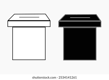 Ícones da urna de votação definidos. Duas caixas de votação sobre fundo branco. 