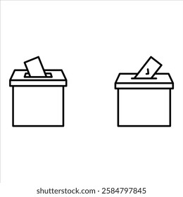 Voting ballot box icons set. Hand voting box concept. Vector.
