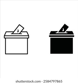 Voting ballot box icons set. Hand voting box concept. Vector.
