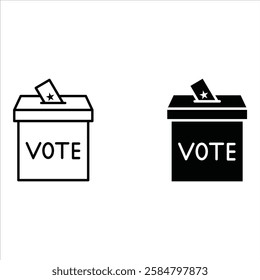 Voting ballot box icons set. Hand voting box concept. Vector.
