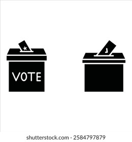 Voting ballot box icons set. Hand voting box concept. Vector.
