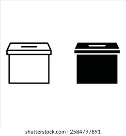 Voting ballot box icons set. Hand voting box concept. Vector.
