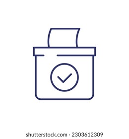 voting ballot box line icon on white