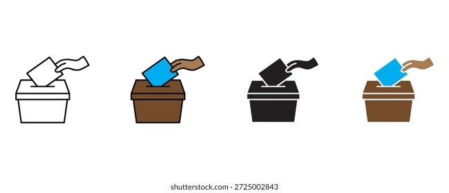 Icono de la urna de votación establecido Vector sobre fondo blanco. elección, democracia, política, voto, votación, símbolo democrático. Ilustración vectorial.