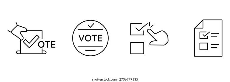 Boleta de votación, encuesta electoral, cheque de Enviar, Ilustración vectorial de ícono de Encuesta para uso de proceso cívico.