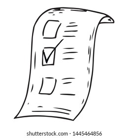 Voting Ballot, Form, List Icon. Vector Illustration Of A Ballot Paper With A Mark. Blank With A Check Mark, A Document, A Sheet Of Paper With Text.